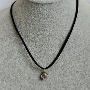 Men's baseball charm black suede necklace